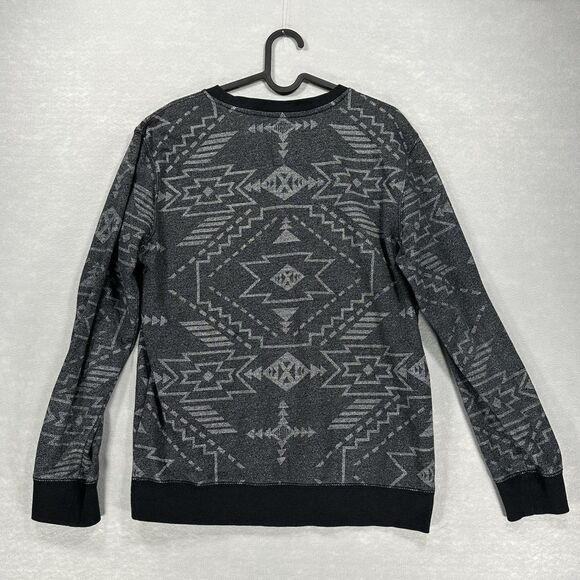 On The Byas Geo Print Cotton Polyester Gray Black Sweatshirt Size Medium Pocket - Picture 8 of 8